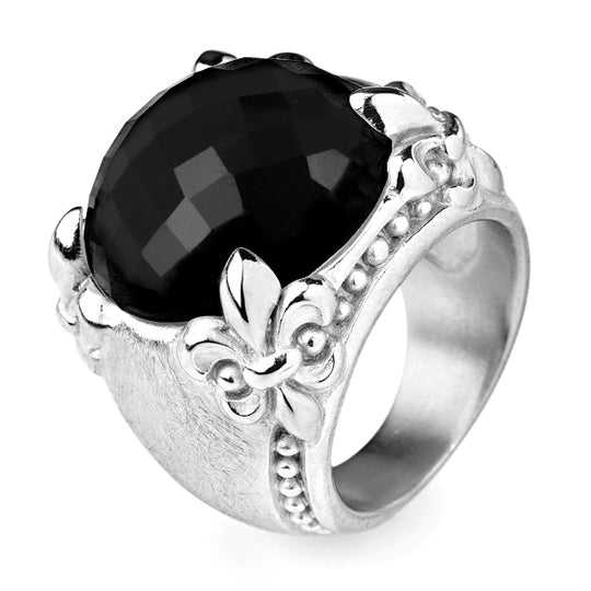 Lilienkönigin großer Lilien Ring mit Onyx