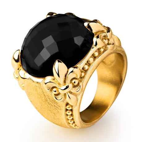 Lilienkönigin großer Lilien Ring mit Onyx