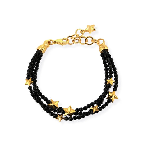 Sternenglanz & Schattentanz Onyx Armband mit Sterne und Karabiner in der Länge 23 cm