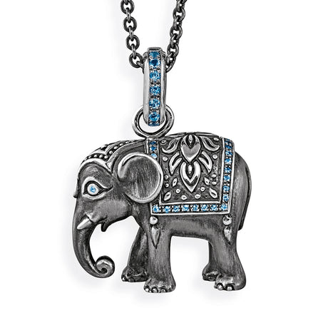Ganesha großer Elefanten Anhänger mit Klappöse und Topaspavée