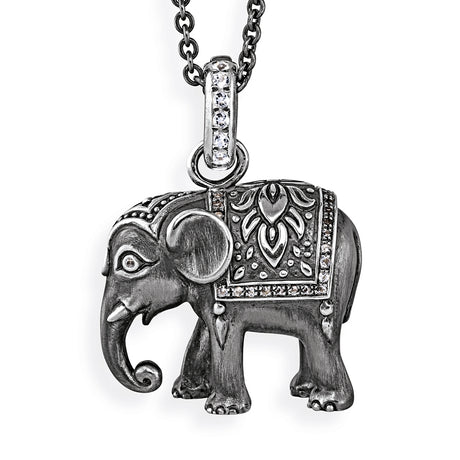 Ganesha großer Elefanten Anhänger mit Klappöse und Bergkristallpavée