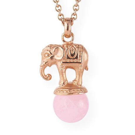 Ganesha mittlerer Elefanten Anhänger mit Rosenquarzkugel