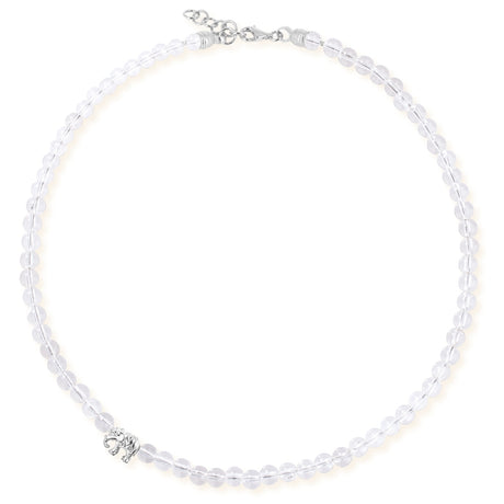 Ganesha Bergkristall Collier mit einem Elefanten und Karabiner in der Länge 47 cm