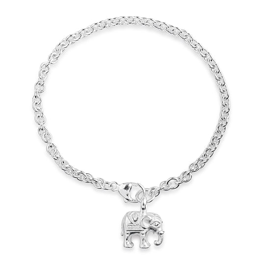 Ganesha Ankerketten Armband mit einem Elefanten Einhänger und Karabiner in der Länge 20 cm