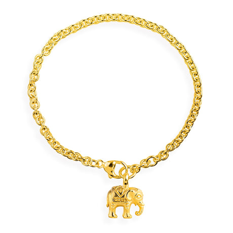 Ganesha Ankerketten Armband mit einem Elefanten Einhänger und Karabiner in der Länge 20 cm
