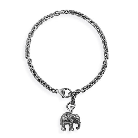 Ganesha Ankerketten Armband mit einem Elefanten Einhänger und Karabiner in der Länge 20 cm