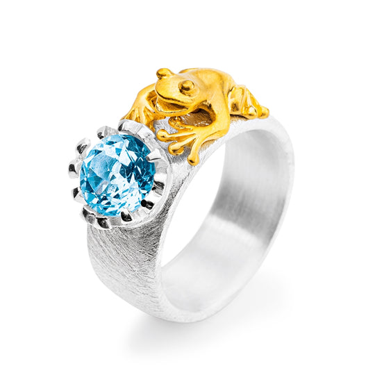 Froschkönig mittlerer Ring mit Frosch und Topas