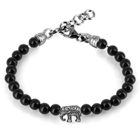 Ganesha Onyx Armband mit einem Elefanten und Karabiner in der Länge 23 cm