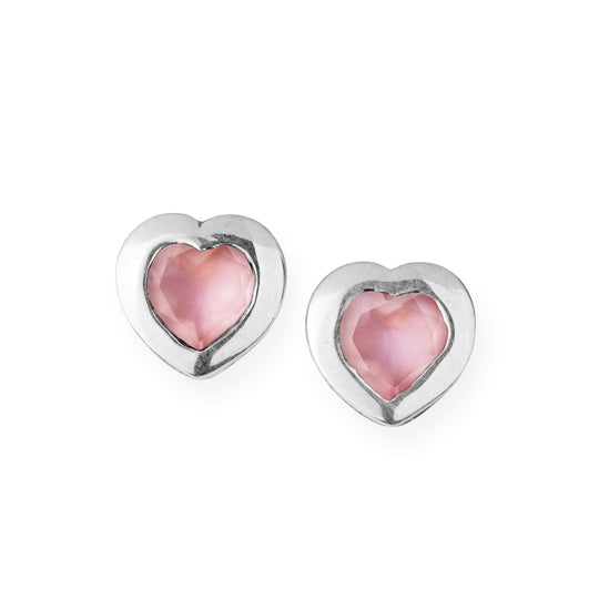 Heartbreaker Stone kleine Ohrstecker mit Rosenquarz