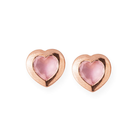 Heartbreaker Stone kleine Ohrstecker mit Rosenquarz