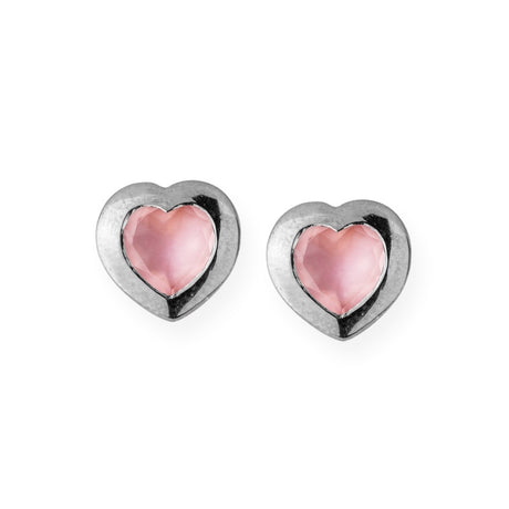 Heartbreaker Stone kleine Ohrstecker mit Rosenquarz