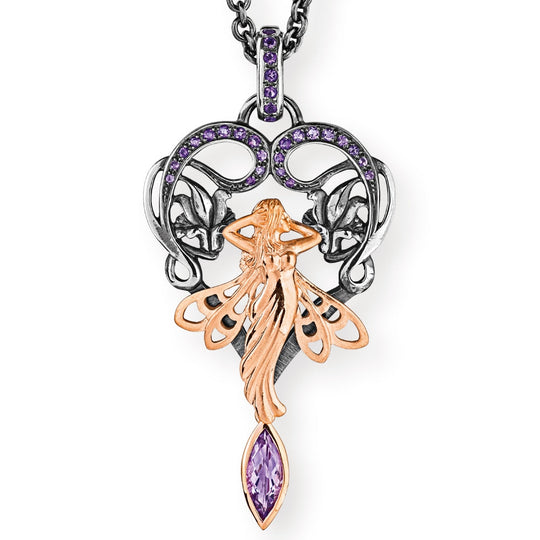 La Belle Epoque großer Feen Anhänger mit Amethystnavette Amethystpavée und Klappöse