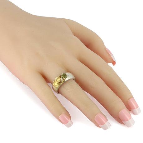 Froschkönig kleiner Ring mit Frosch und facettiertem Peridot