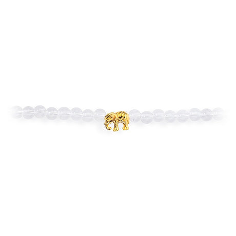 Ganesha Bergkristall Collier mit einem Elefanten und Karabiner in der Länge 47 cm