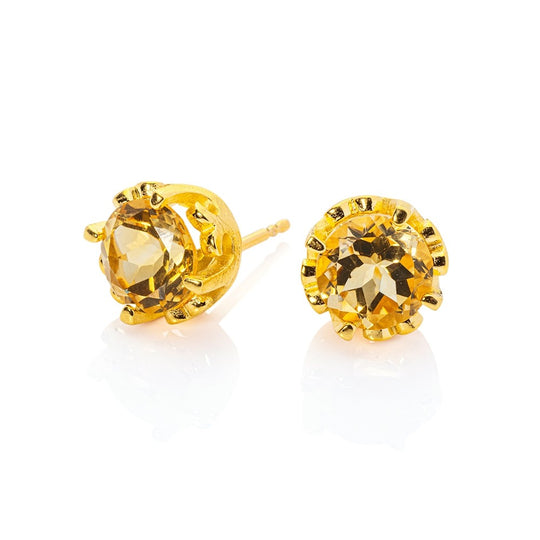 Froschkönig Kronen Ohrstecker mit facettiertem Citrin