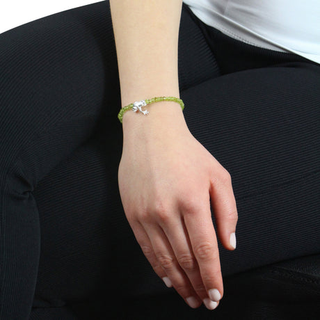 Froschkönig facettiertes Peridot Armband mit Frosch in der Länge 19,5 cm