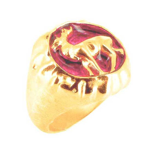 Wie Waldi Ring mit Hirschmotiv und rotem Brandlack