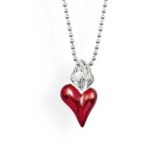 Flammeninferno mini Herz Anhänger mit rotem Brandlack