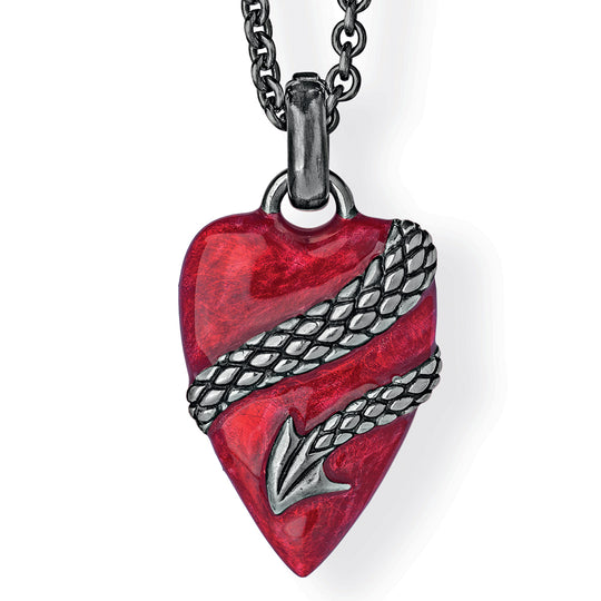 Drachenschwanz großer Anhänger mit rotem Brandlack und Klappöse