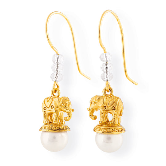 Ganesha Elefanten Ohrhänger mit Süßwasserperle
