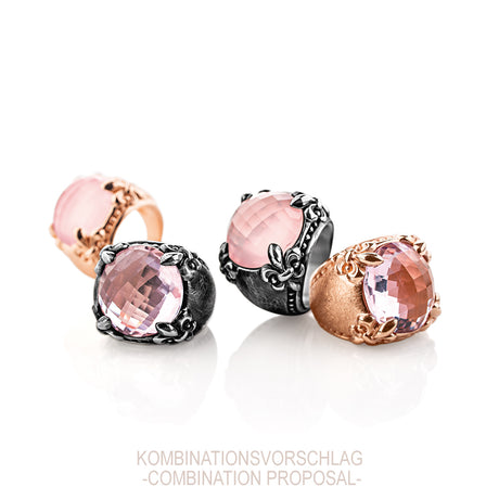 Lilienkönigin großer Lilien Ring mit Rosenquarz