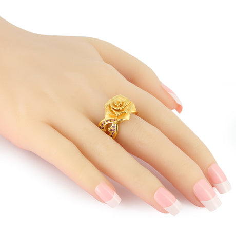 Rose of Antoine mittlerer Ring mit Rose und Rhodolithpavée