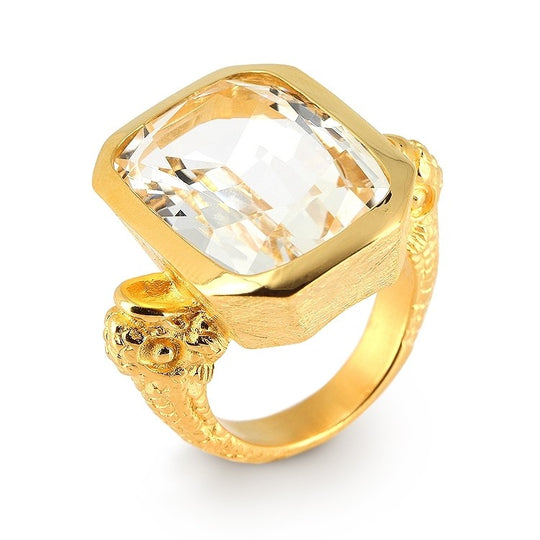 Aquarius großer Ring mit Bergkristall