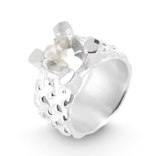 Back to the roots kleiner Ring mit Bergkristall