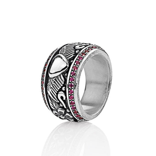 Carpe Diem kleiner Ring mit Rhodolithpavée