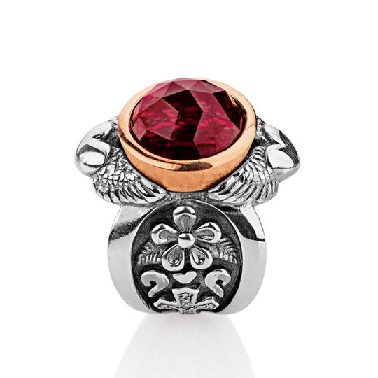 Carpe Diem großer Ring mit facettiertem Granat