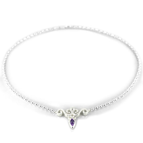 Mary Stuart Collier mit Amethyst und Erbskette in der Länge 45 cm