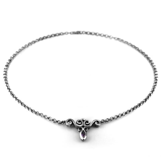 Mary Stuart Collier mit Amethyst und Erbskette in der Länge 45 cm