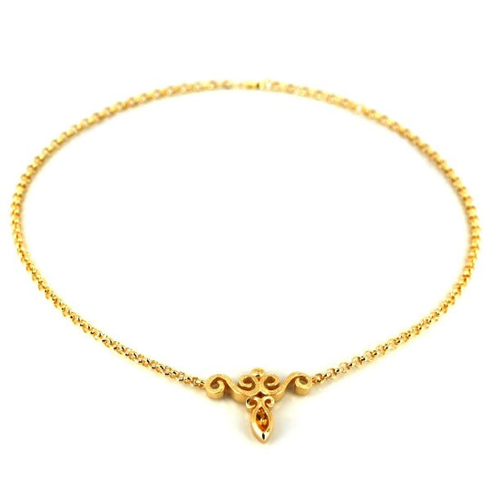 Mary Stuart Collier mit Citrin und Erbskette in der Länge 45 cm