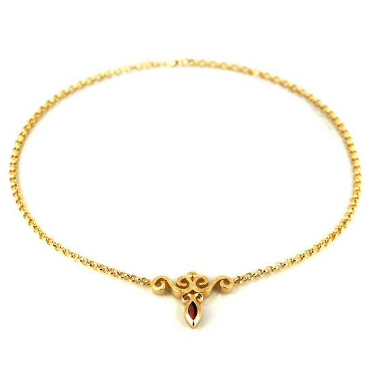 Mary Stuart Collier mit Granat und Erbskette in der Länge 45 cm