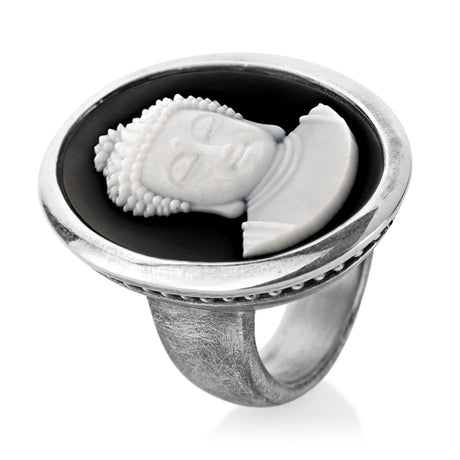 Alles ist Eins großer Ring mit Buddha Achatgemme