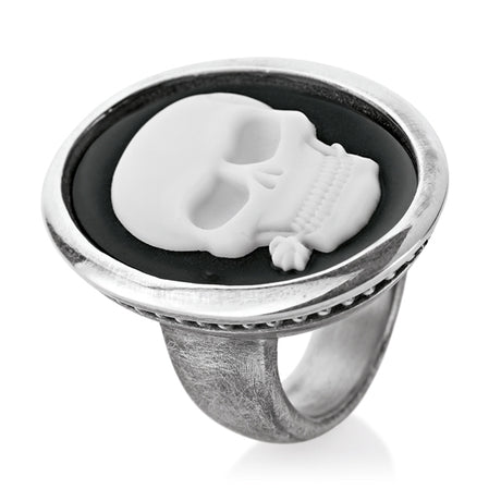 Alles ist Eins großer Ring mit Totenkopf Achatgemme