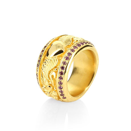 Carpe Diem kleiner Ring mit Rhodolithpavée