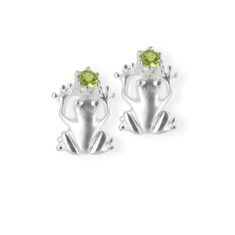 Froschkönig kleine Frosch Ohrstecker mit facettiertem Peridot