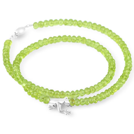 Froschkönig facettierte Peridot Kette mit Frosch in der Länge 45 cm