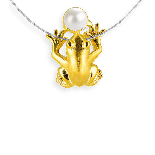 Froschkönig kleiner Frosch Anhänger mit Süßwasserperle