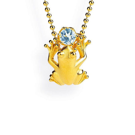 Froschkönig kleiner Frosch Anhänger mit facettiertem Topas