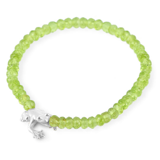 Froschkönig facettiertes Peridot Armband mit Frosch in der Länge 19,5 cm