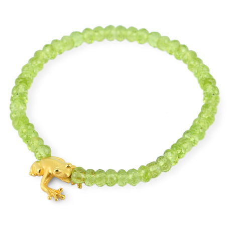 Froschkönig facettiertes Peridot Armband mit Frosch in der Länge 19,5 cm