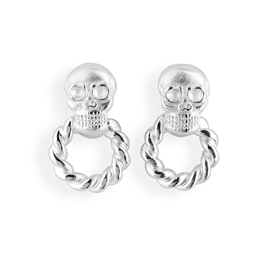 Heimathafen Totenkopfohrstecker mit Ösenring in Taustruktur