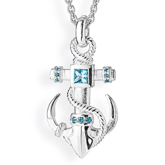 Heimathafen großer Anker Anhänger mit facettiertem Topas und Klappöse