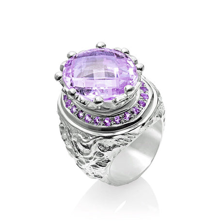 Klunkerlinge großer Ring mit Amethyst und Amethystpavée
