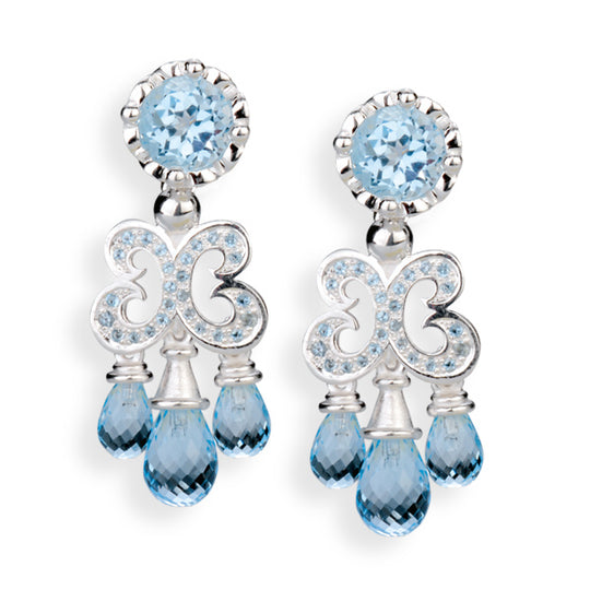 Klunkerlinge Ornament Clipohrstecker mit Topas und Topaspavée