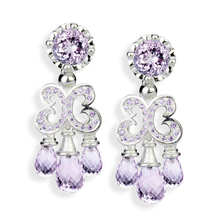 Klunkerlinge Ornament Clipohrstecker mit Amethyst und Amethystpavée