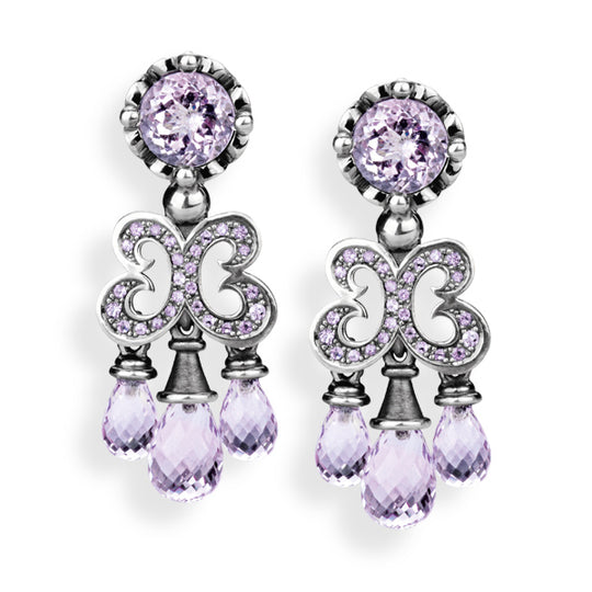 Klunkerlinge Ornament Clipohrstecker mit Amethyst und Amethystpavée