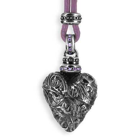 Klunkerlinge mittlerer Herz Anhänger mit Amethystpavée